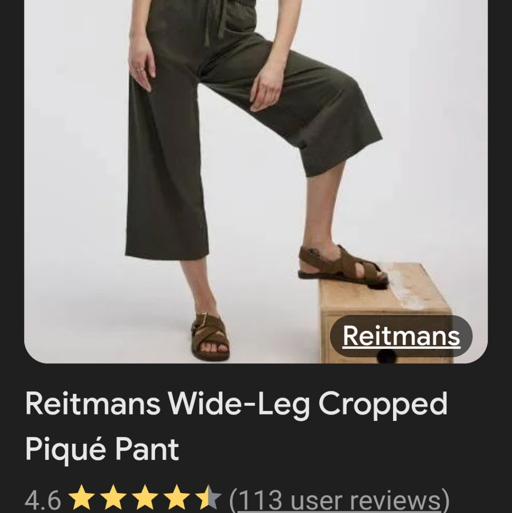 Reitmans Wide Leg Cropped Khaki Pants